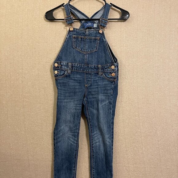 Old Navy Overalls Kid's XSmall (5) Blue Denim Adjustable Straps Pockets - Picture 1 of 9